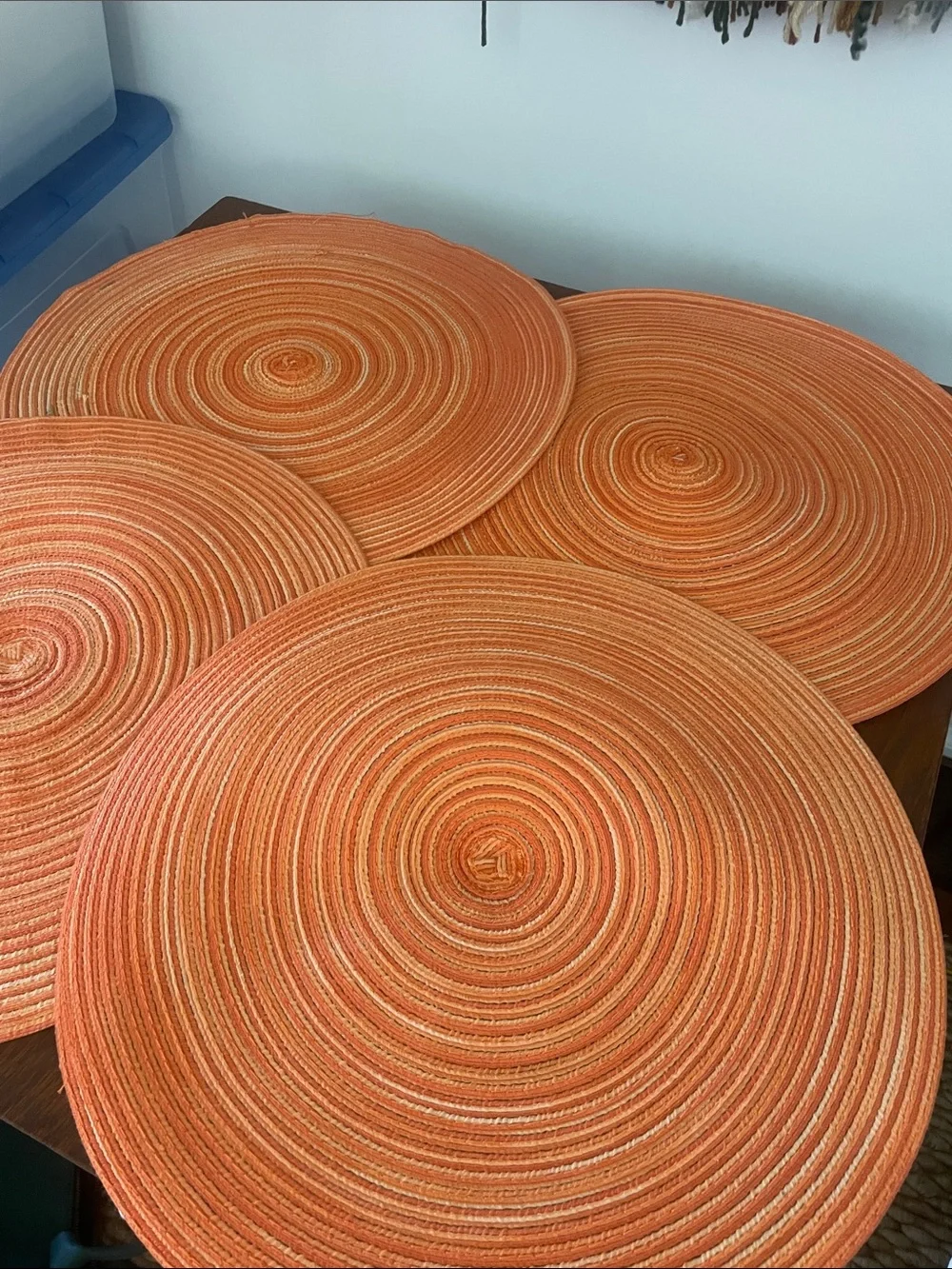 Orange Round Placemats Set - Home Dining fall decor set of 4